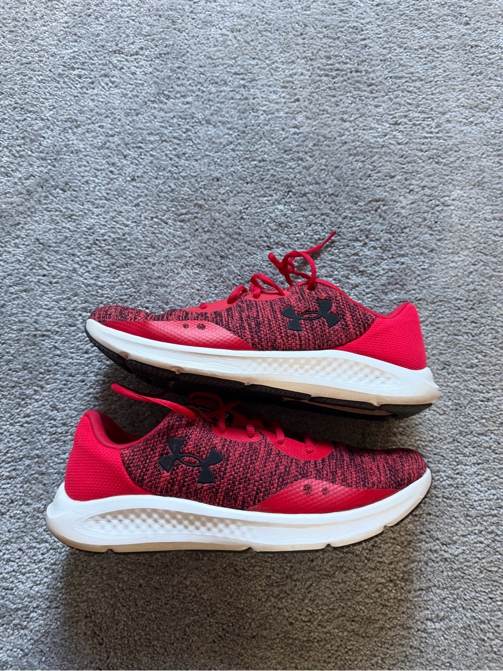 Under Armour Red and Black Knit Athletic Sneakers